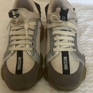 Moschino Cream and Silver Sneakers